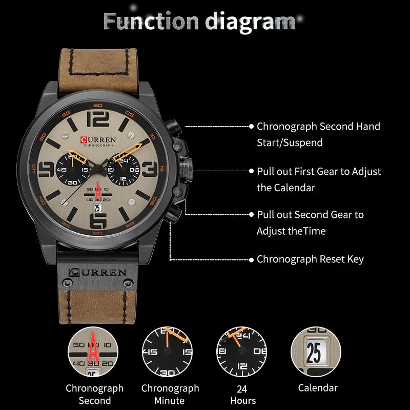 Montre pour hommes Top marque de luxe CURREN mode cuir Quartz hommes montres Date affaires Sport Homme montre-bracelet horloge Montre Homme