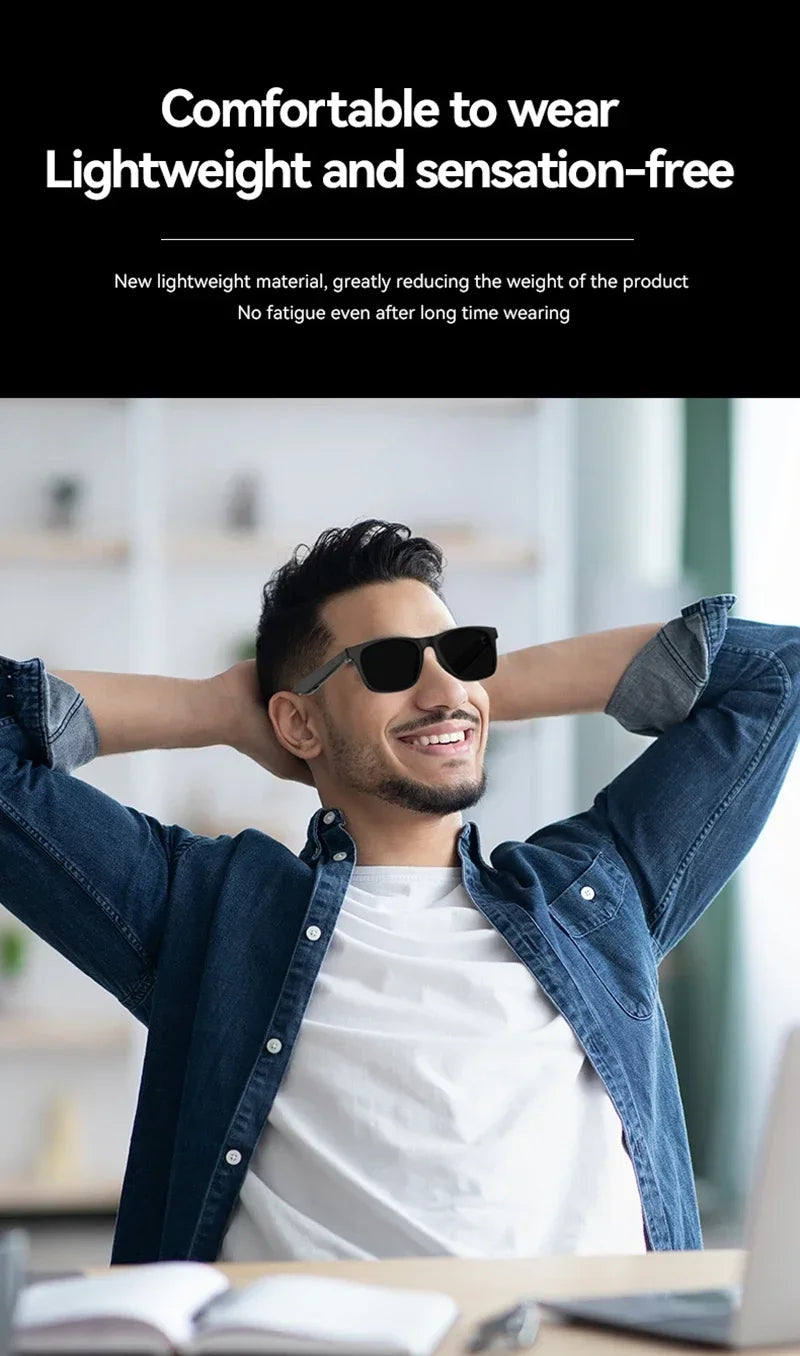 Lunettes intelligentes Lenovo 8K avec caméra IA, contrôle tactile, enregistrement photo, traducteur, assistant vocal, musique, Bluetooth sans fil