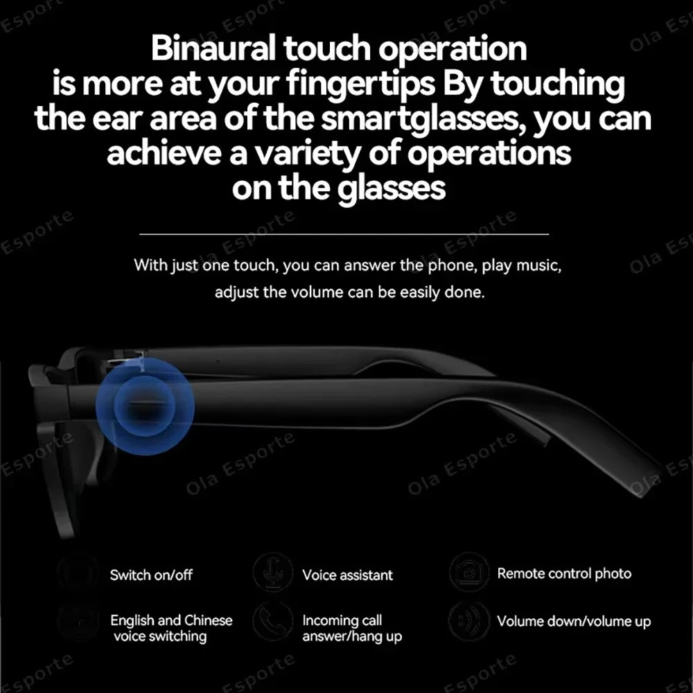 Lunettes intelligentes Lenovo 8K avec caméra IA, contrôle tactile, enregistrement photo, traducteur, assistant vocal, musique, Bluetooth sans fil