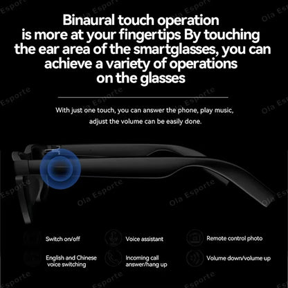 Lunettes intelligentes Lenovo 8K avec caméra IA, contrôle tactile, enregistrement photo, traducteur, assistant vocal, musique, Bluetooth sans fil
