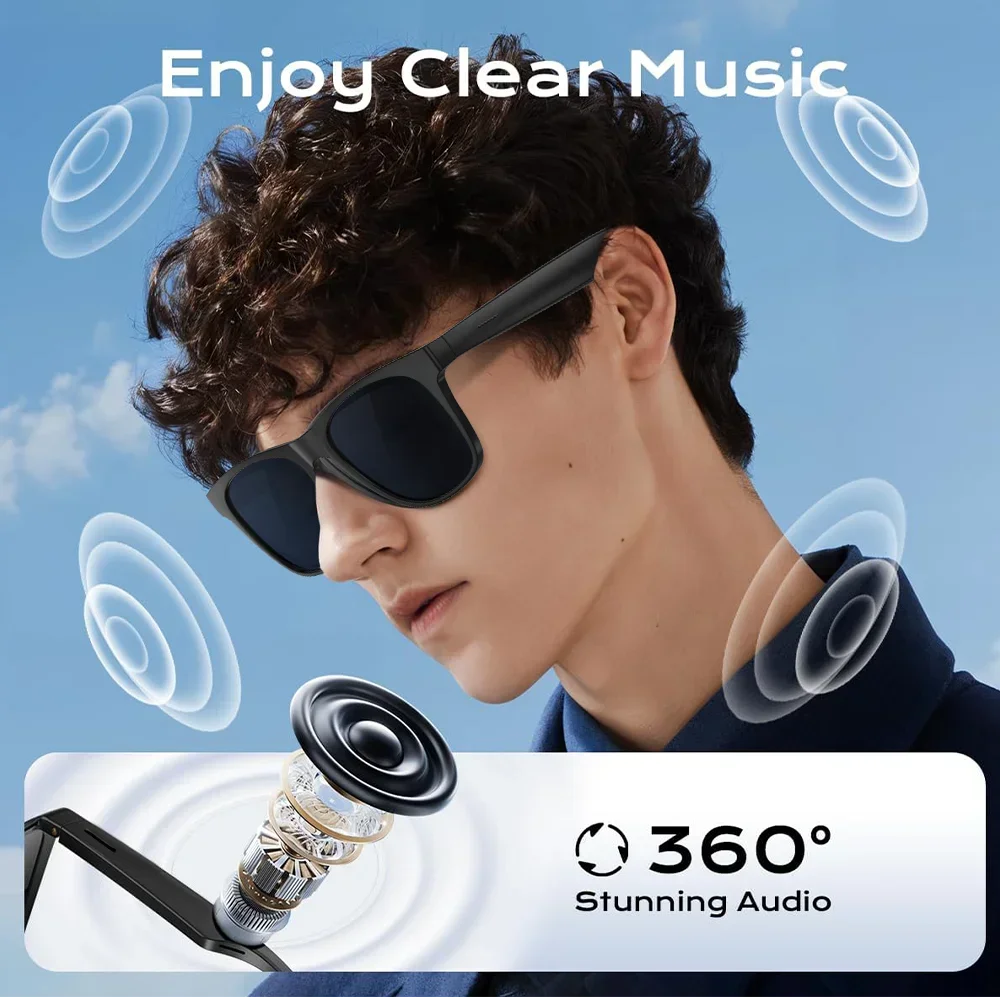 Lunettes intelligentes Lenovo 8K avec caméra IA, contrôle tactile, enregistrement photo, traducteur, assistant vocal, musique, Bluetooth sans fil