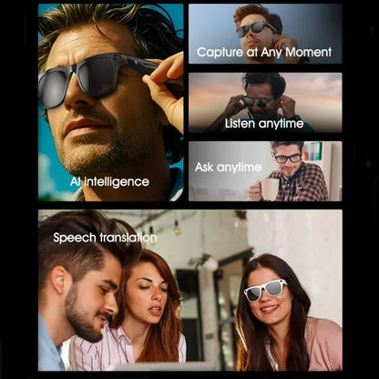 Lunettes intelligentes Lenovo 8K avec caméra IA, contrôle tactile, enregistrement photo, traducteur, assistant vocal, musique, Bluetooth sans fil